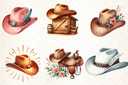 Cowboy Hat Boho Clipart, an Illustration by DreamCafeArt (Thumbnail 2 of 6)