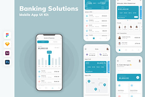 Banking Solutions Mobile App UI Kit, an UI Kit Template by uicube