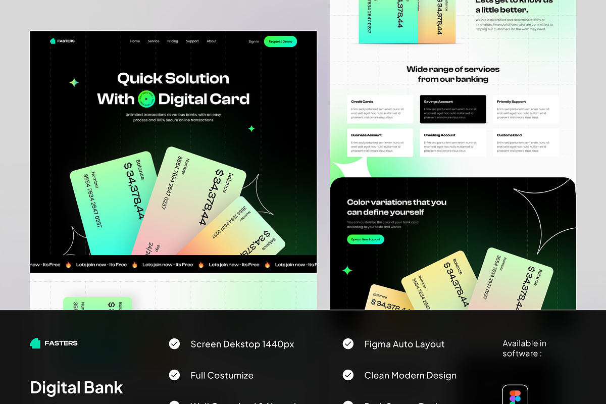 Fasters - Digital Banking Landing, a Landing Page Template by SundayWorkTeam (Photo 1 of 3)