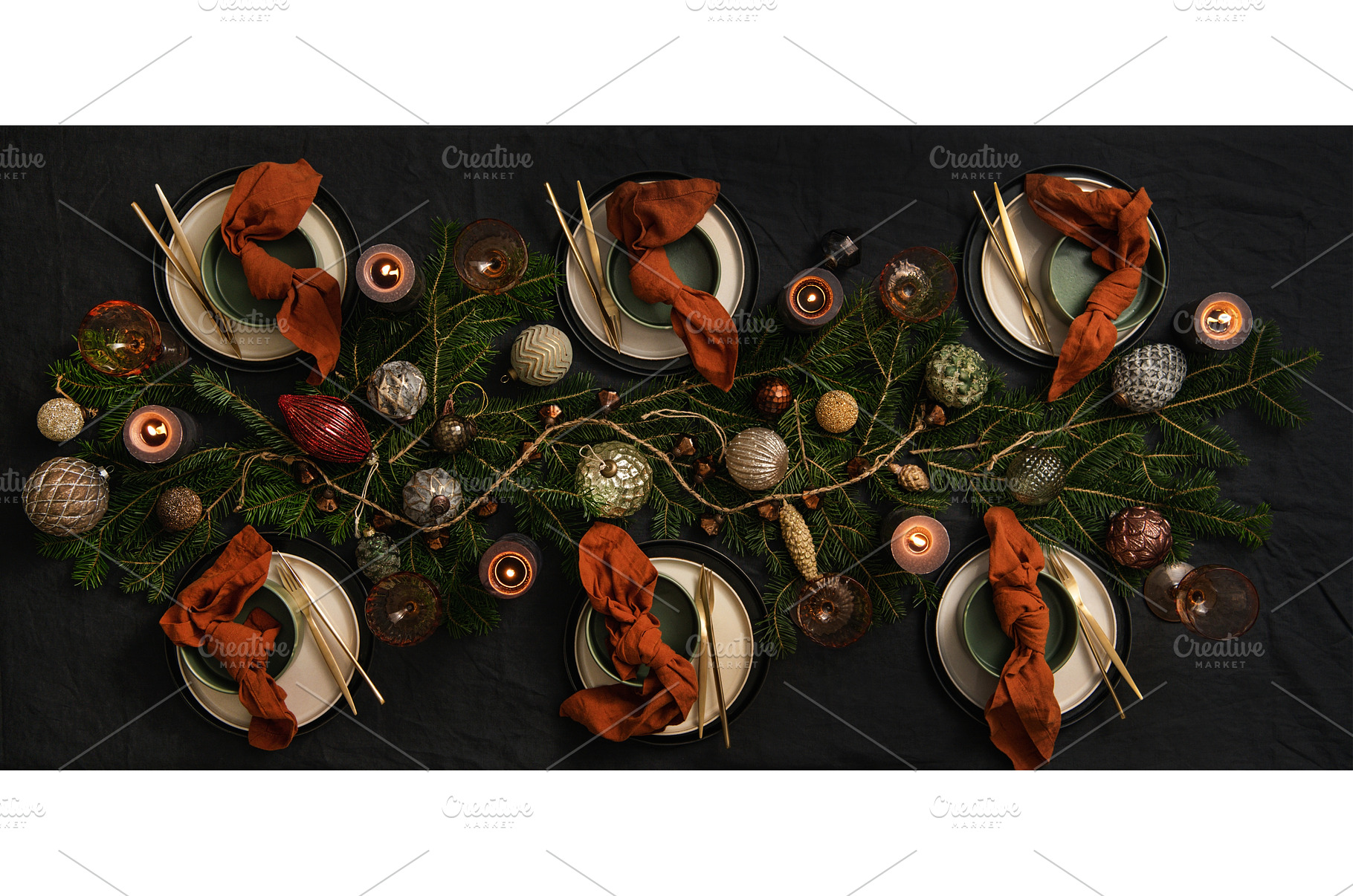 Flat-lay of Christmas table setting, a Holiday Photo by Foxys
