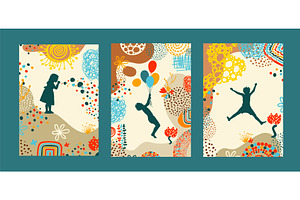 Holiday cards. Children with, a Person Illustration by Nenahliadava Design