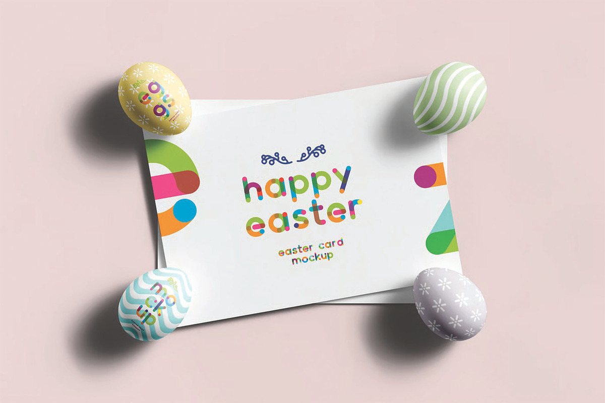 Easter Eggs and Card Mockup, an Advertising Mockup by DesignRushMarket (Photo 7 of 8)