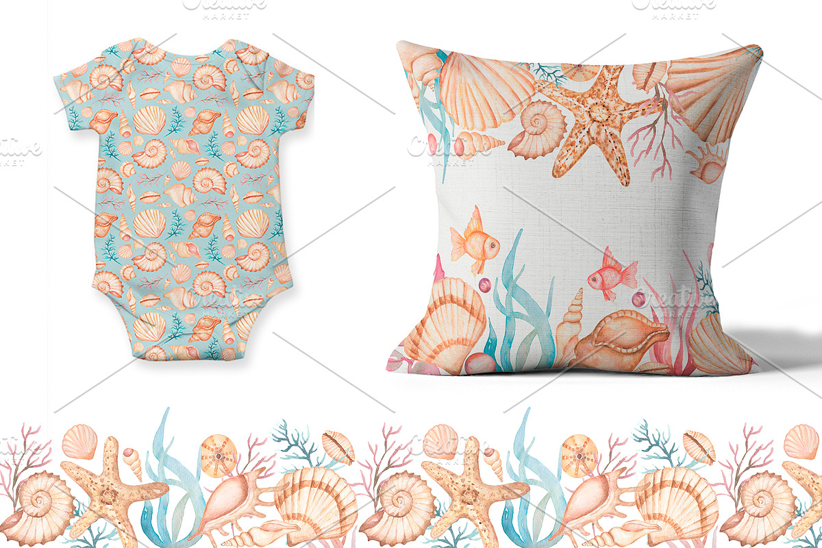 Watercolor Mermaid Collection, an Animal Illustration by MayaNavits (Photo 9 of 15)