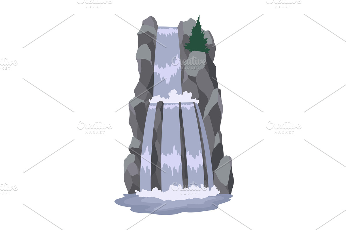 Cartoon river cascade, an Illustration by Things for designers