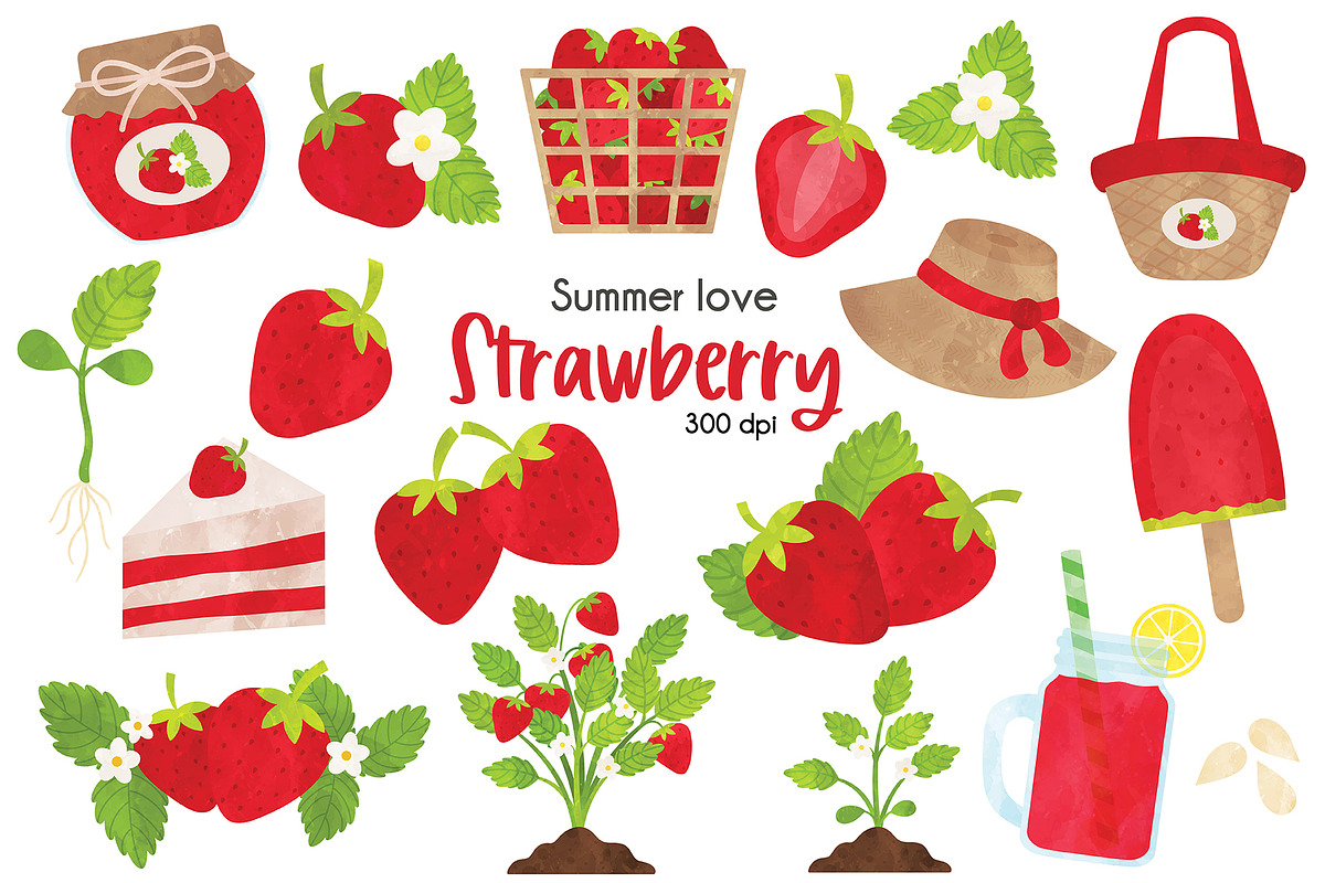 Strawberry Clipart, an Illustration by SugarPickle Clip Art (Photo 1 of 2)