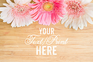 Rustic Pink Flowers on Wood Mockup
