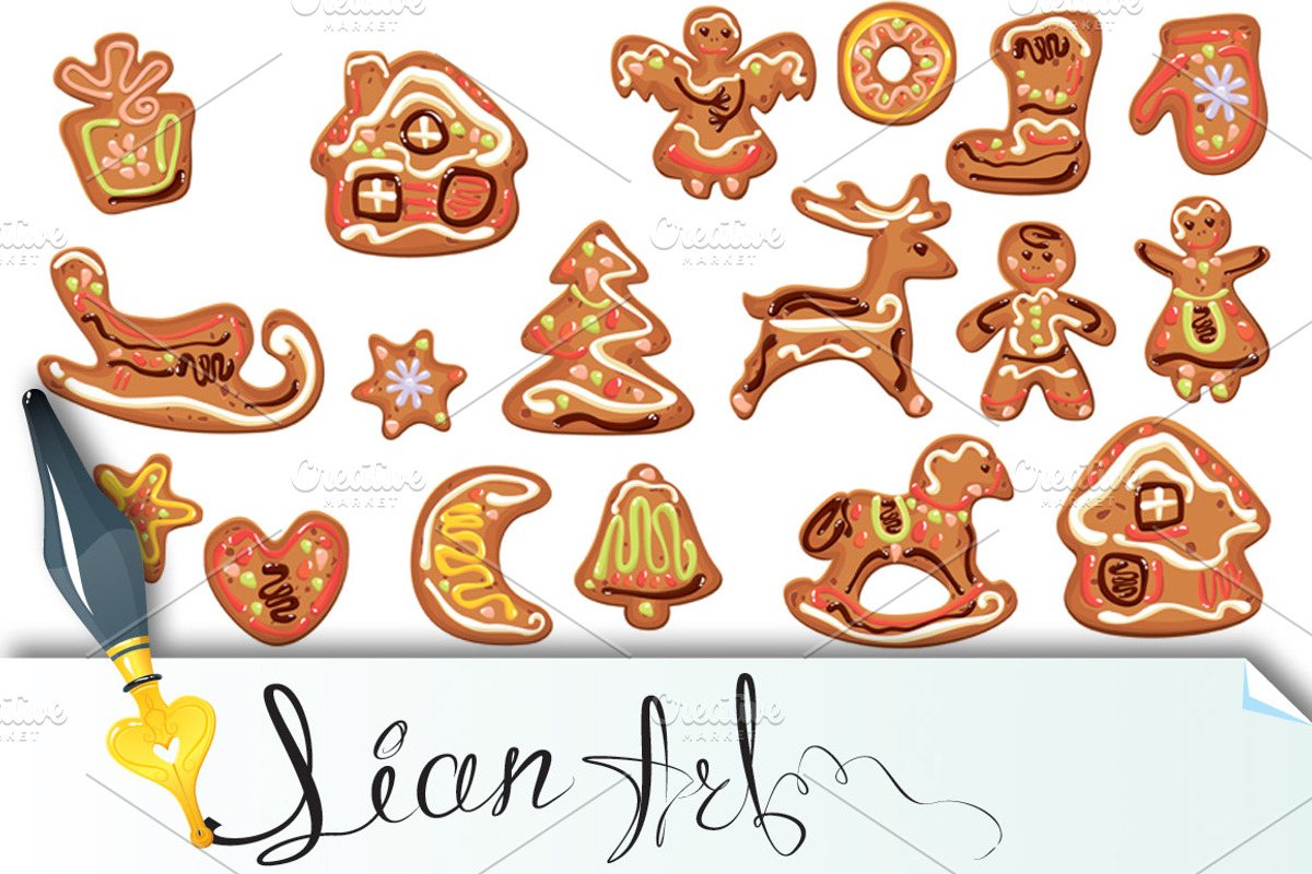 xmas gingerbread isolated on white