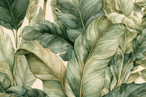 Lush Tropical Banana Leaf Wallpaper, a Decorative Illustration by Virgo Studio
