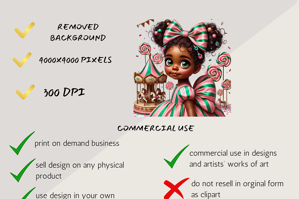 WHIMSICAL BIRTHDAY GIRLS CLIPART, a Person Illustration by Daring Digies (Photo 5 of 7)
