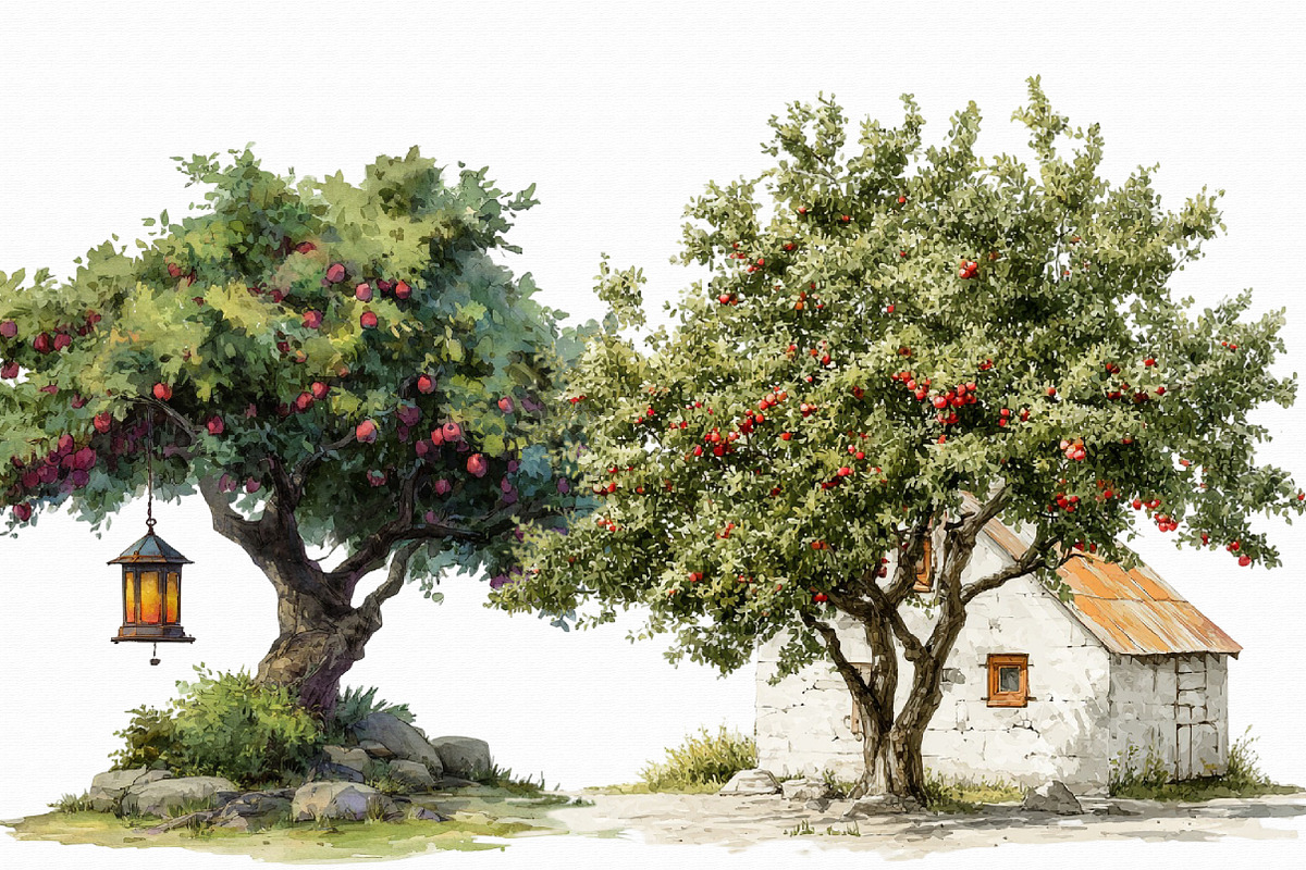 Orchard Watercolor Clipart PNG, an Illustration by Libby Wishes (Photo 3 of 7)