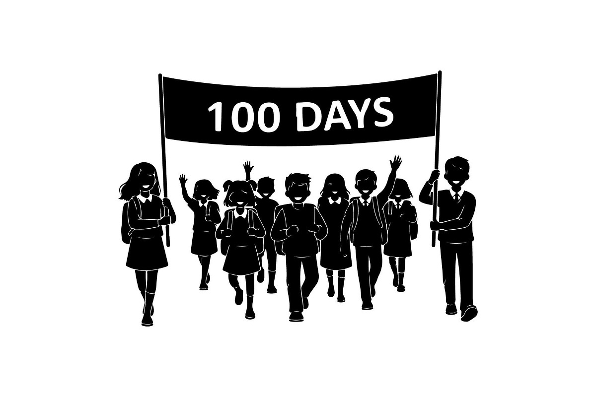 100 Days of School Crowd Silhouette, an Object Graphic by jahid234 (Photo 9 of 9)
