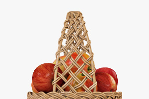 Wicker Basket 04 Natural With Apples