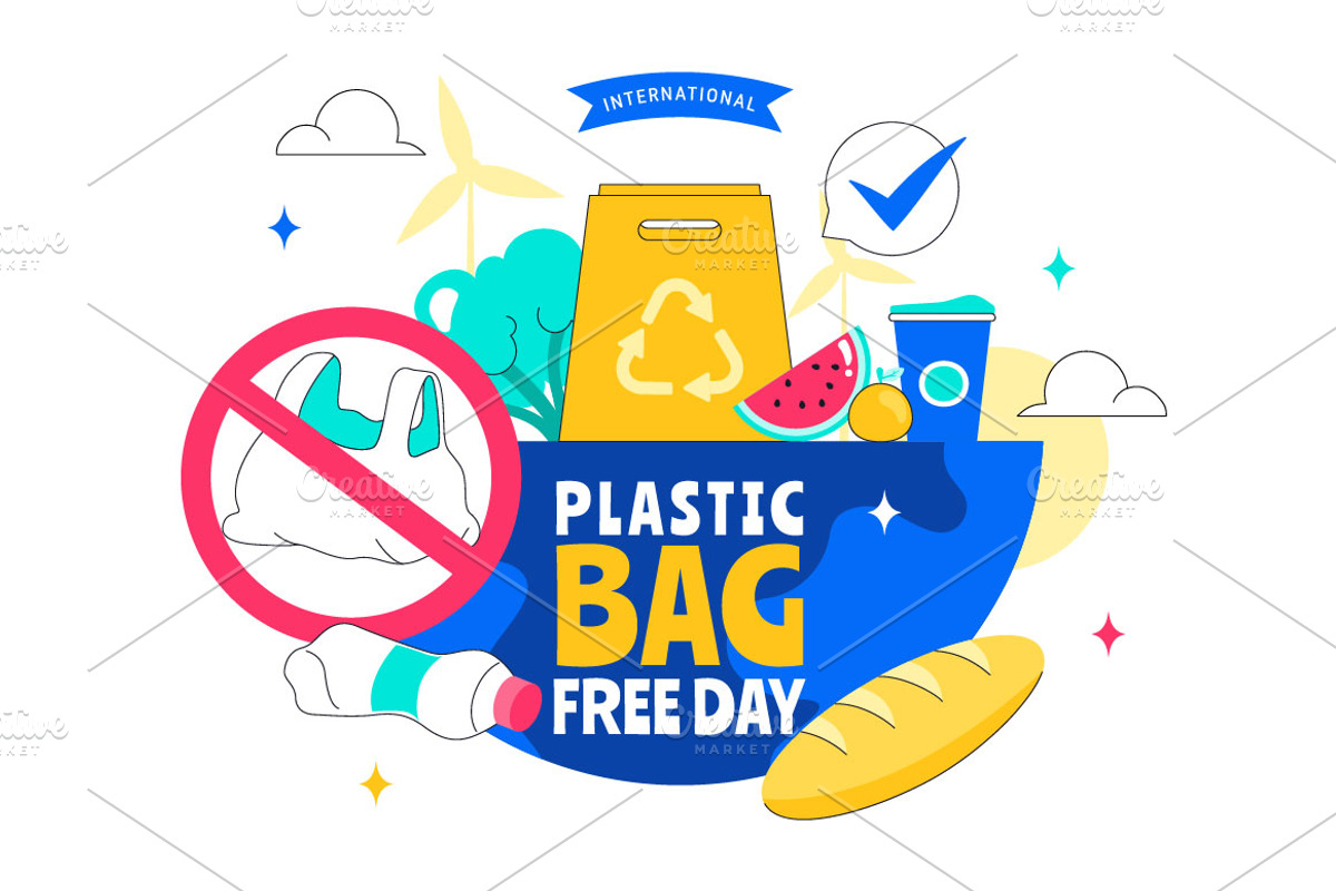 10 Plastic Bag Free Day Illustration, an Object Illustration by denayunebgt (Photo 4 of 4)
