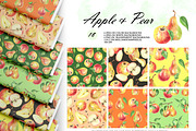 Watercolor Apple & Pear Patterns, a Food Illustration by OlDm_Shop (Thumbnail 1 of 10)