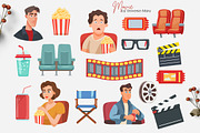 Cinema Movie Vector Clipart Set, a Person Illustration by Universe Mary (Thumbnail 4 of 8)