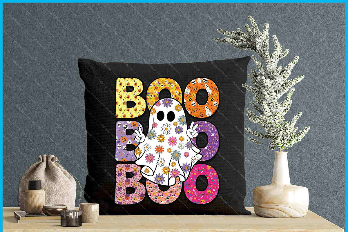 Cute Ghost Floral Boo Halloween SVG, a Graphic by Creativeusart (Photo 2 of 4)