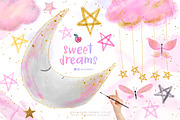Sweet Dreams. Baby Girl Clipart 050, an Illustration by Drawberx (Thumbnail 1 of 16)