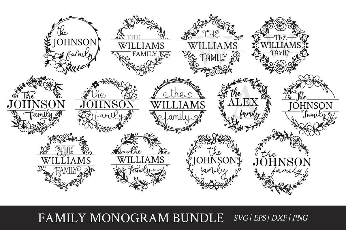 Family Monogram Frames SVG Bundle, an Object Graphic by Dasagani (Photo 1 of 8)