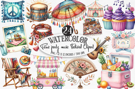 Picnic Party Music Festival Clipart