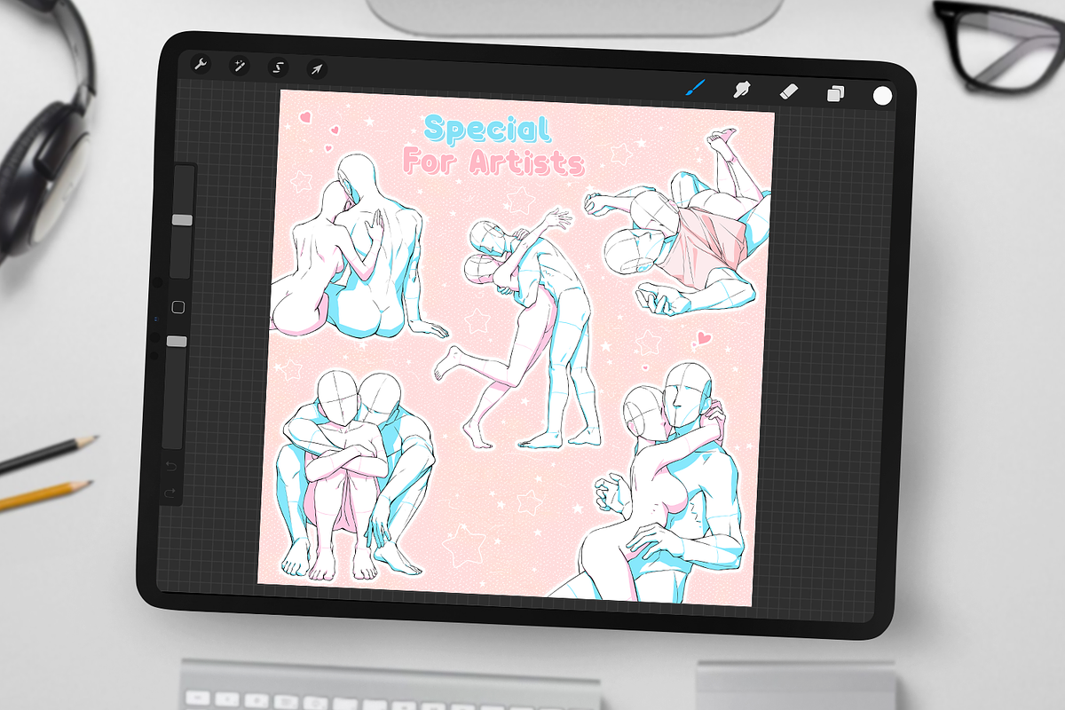 Romantic Body Poses for Procreate, a Brush Add-On by Disyukov (Photo 2 of 7)