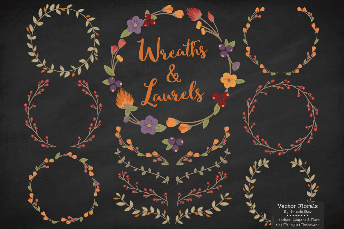 Autumn Vector Flower Wreaths, a Seasonal Illustration by Amanda Ilkov (Photo 2 of 3)