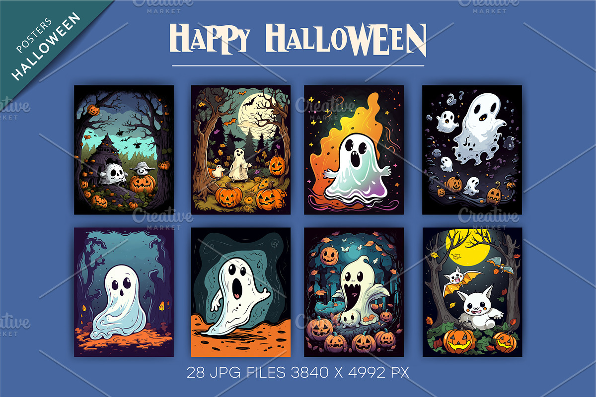 Halloween ghost with pumpkins., an Animal Illustration by KENO Mascots (Photo 2 of 5)