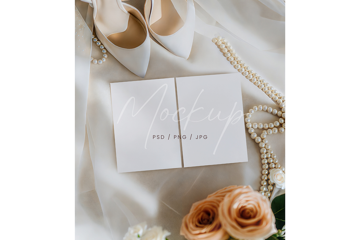 Wedding 2 Cards Mockup Pearl, a Product Mockup by TatiMockup (Photo 1 of 3)