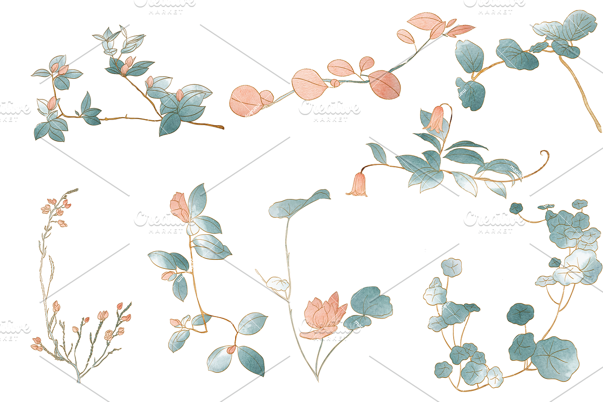Flower elements in Vintage style, an Object Graphic by marukopum (Photo 6 of 7)