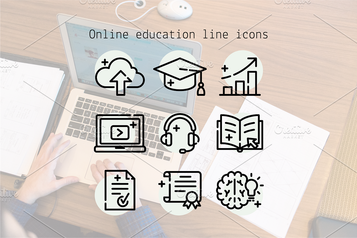 Online education line icons, an Outline Icon by Lyolya Profitrolya (Photo 1 of 2)