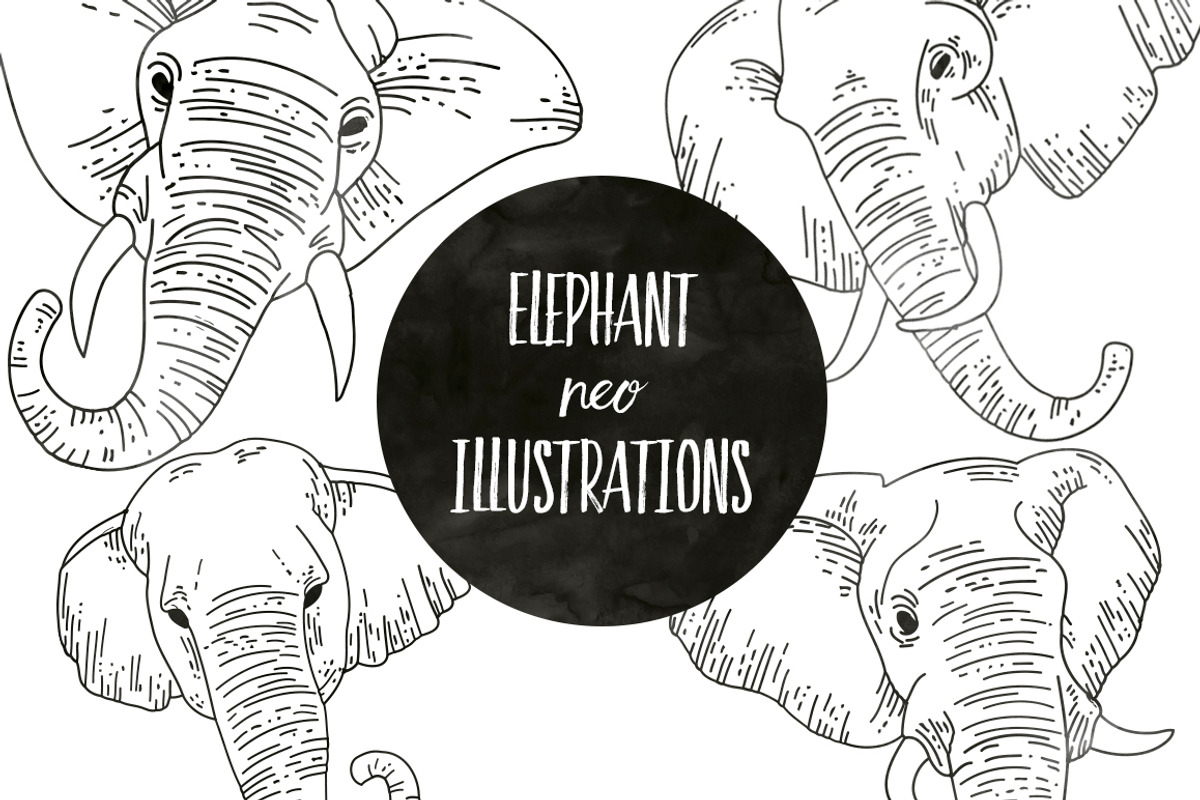 Neo Style Elephant Illustrations, an Animal Illustration by Cuppakeri