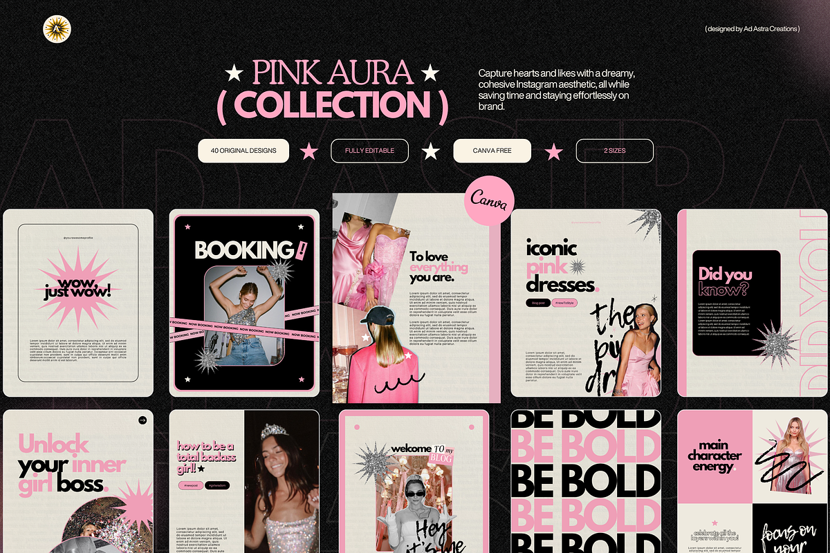 PINK AURA |Instagram Posts Templates, a Social Media Template by Ad Astra Creations (Photo 1 of 6)