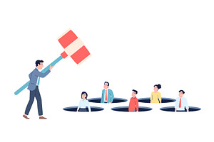 Businessman hitting employee. Boss, a Finance Illustration by LadadikArt