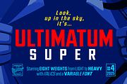 Ultimatum Super - heroic logo font, a Sans Serif Font by Comicraft Fonts (Thumbnail 1 of 5)