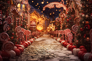 Christmas Candy Digital Backdrop