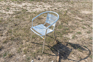 Metallic white chair on the gray, a Sports & Recreation Photo by Illustrations&photos