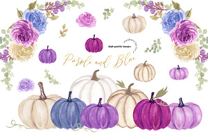 Purple & Blue Pumpkin Clipart