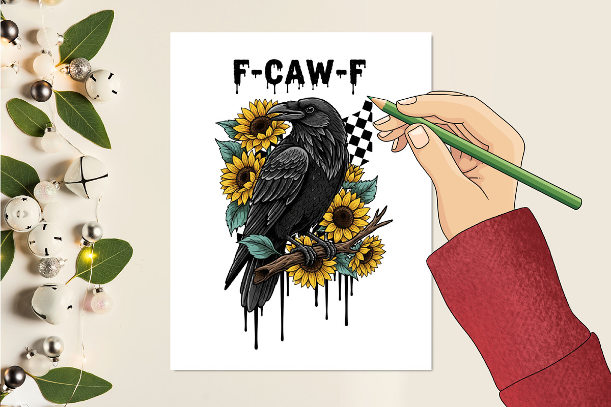 Crow Raven PNG, F-CAW-F Funny Hallow, an Illustration by designcity5 (Photo 5 of 8)