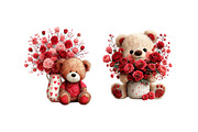 Flowers Valentine Teddy Bear Clipart, an Illustration by Dream Creation (Thumbnail 6 of 6)
