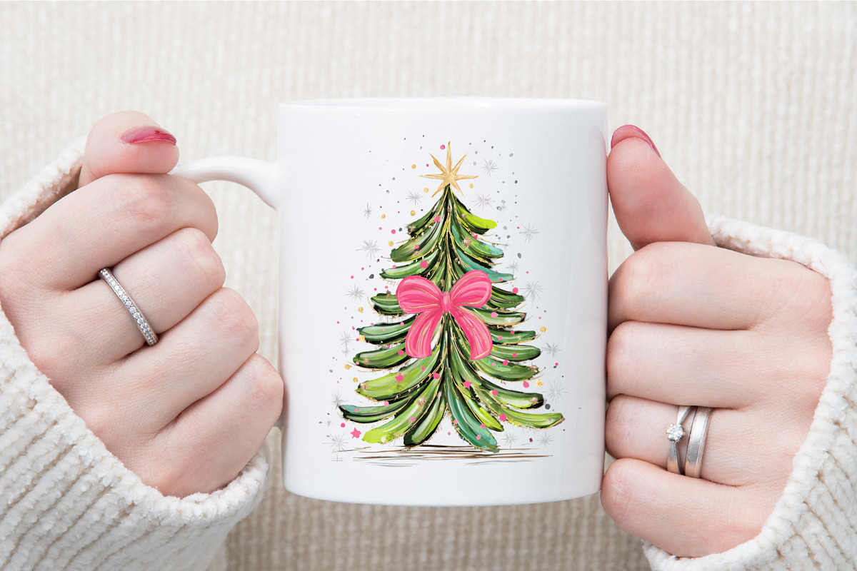 Coquette Pink Bow Christmas Tree PNG, an Illustration by Sublimation Artist (Photo 3 of 9)