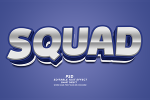 Squad PSD 3D Editable Text Effect