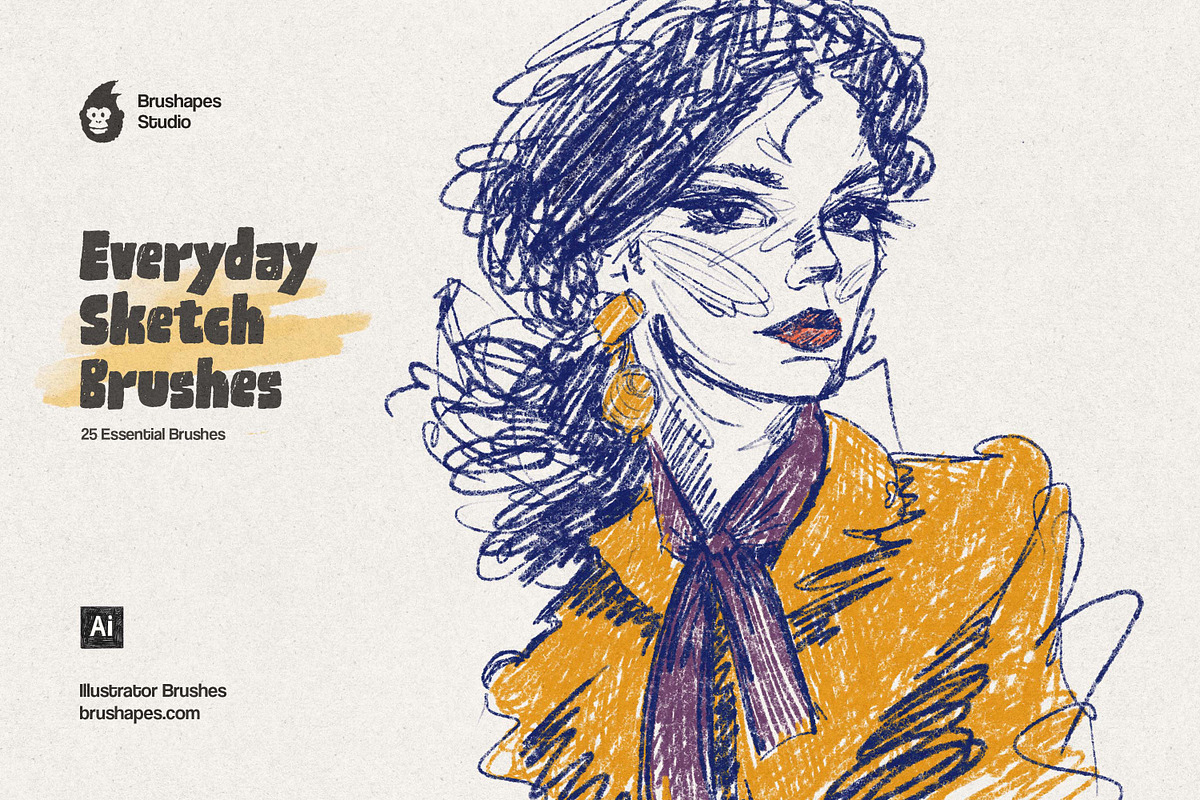 Everyday Sketch Illustrator Brushes, a Brush Add-On by brushapes.com (Photo 8 of 9)