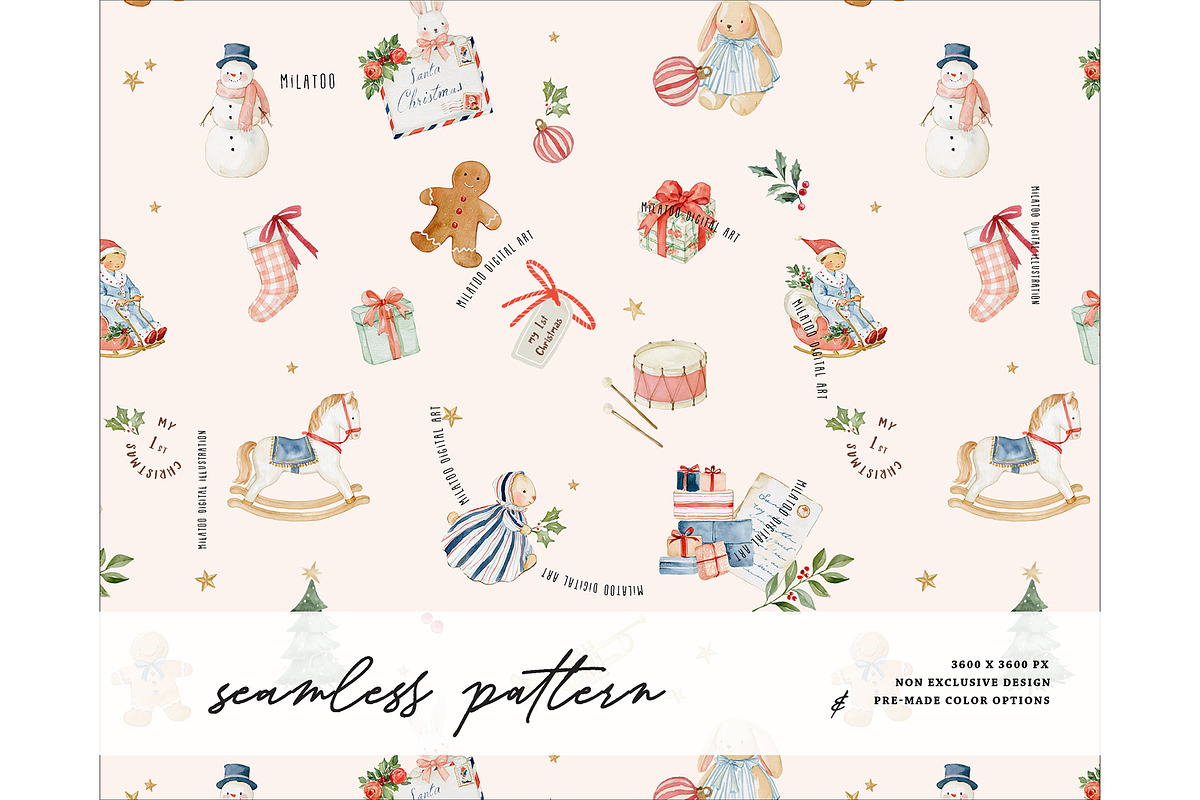 Vintage Christmas Nostalgic pattern, a Pattern Graphic by Milatoo (Photo 1 of 4)