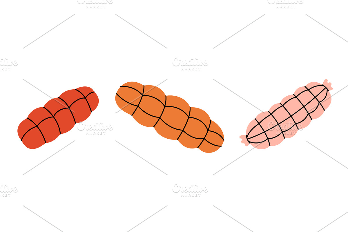 Salami sausage, fat sausages, a Food Illustration by GraphiShop