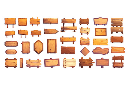 Cartoon wooden sign boards set, an Object Illustration by Stock-Smart-Start