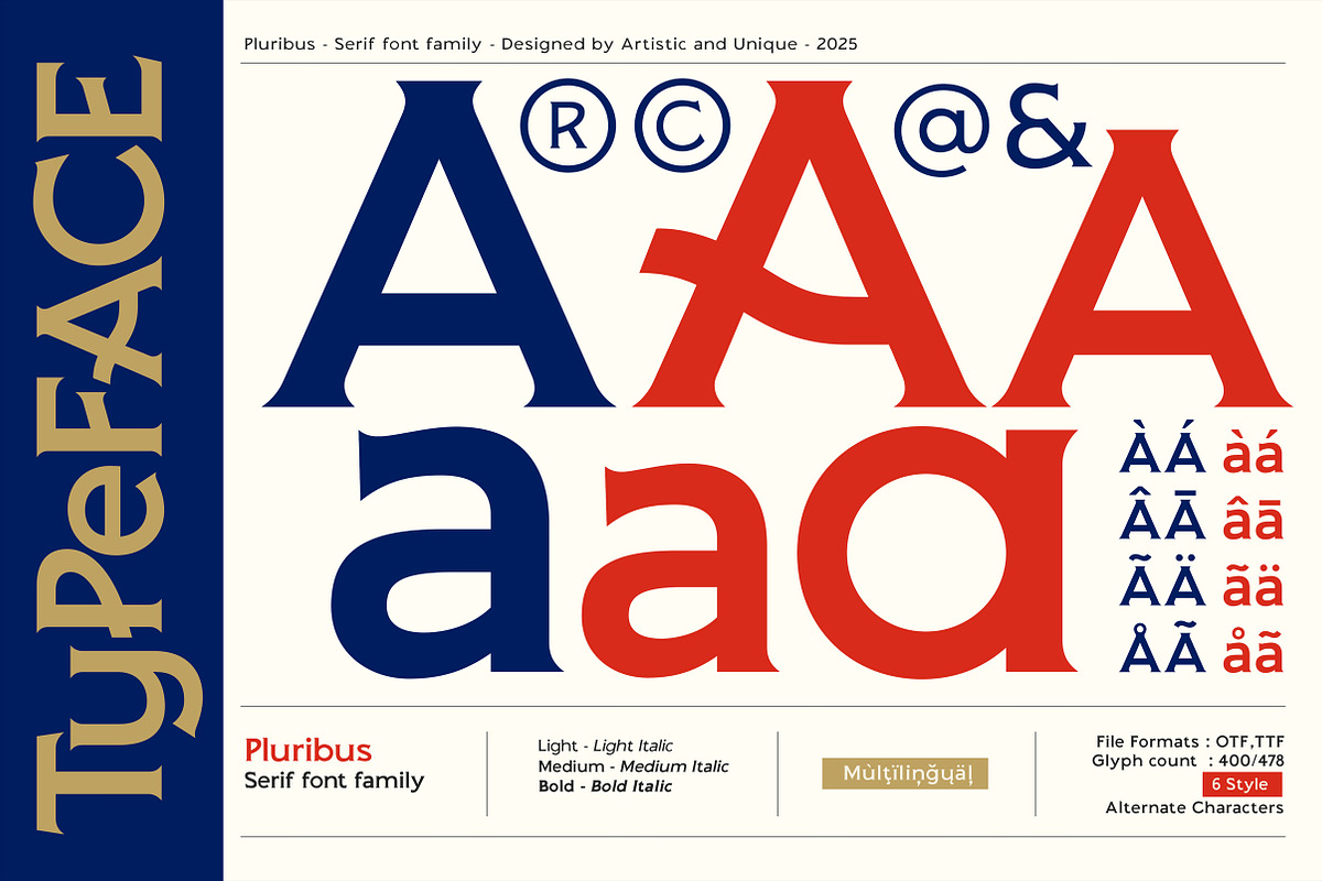 Pluribus - Serif font family, a Serif Font by Artistic & Unique (Photo 3 of 15)
