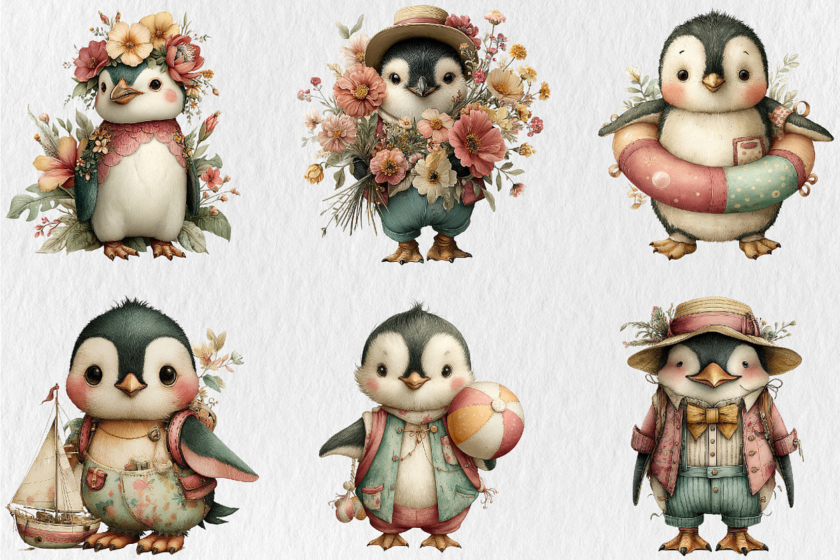 Summer Funny Penguin Clipart, a Seasonal Illustration by Rose Art (Photo 3 of 6)