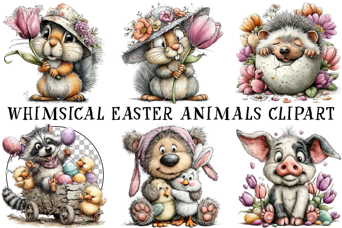 Whimsical Easter Animals Clipart, an Illustration by OK Design (Photo 2 of 6)