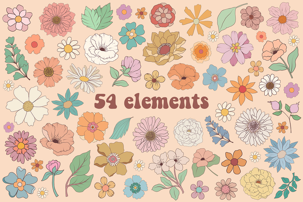 Groovy Garden - Retro Collection, an Illustration by Alina Sh (Photo 3 of 6)