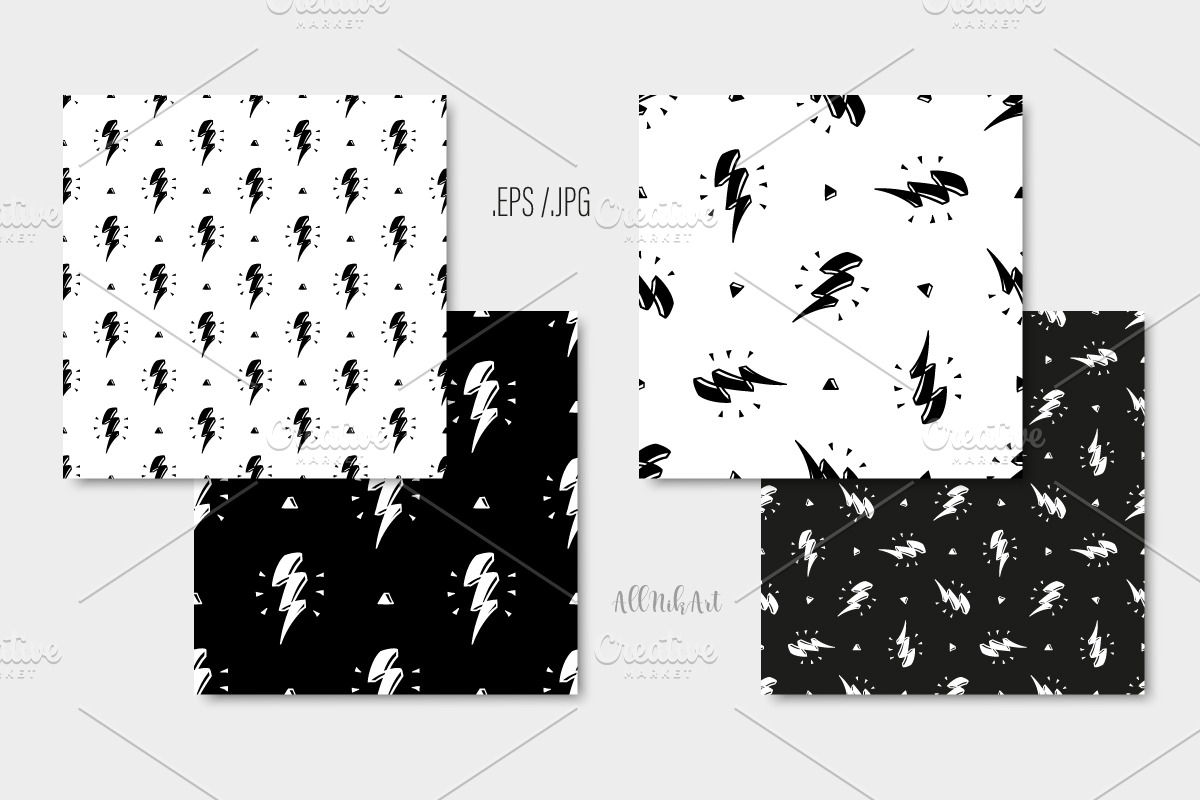 Boom! Thunderbolt Patterns & Prints, a Pattern Graphic by AllNikArt (Photo 5 of 5)
