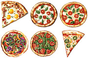 Watercolor Pizza Clipart, an Illustration by Craft Nest (Thumbnail 3 of 6)